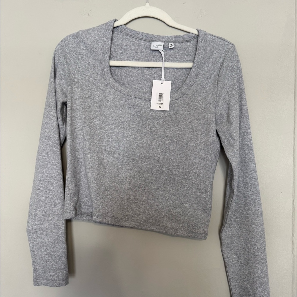 Sunday Best Gray Long Sleeve Crop Top